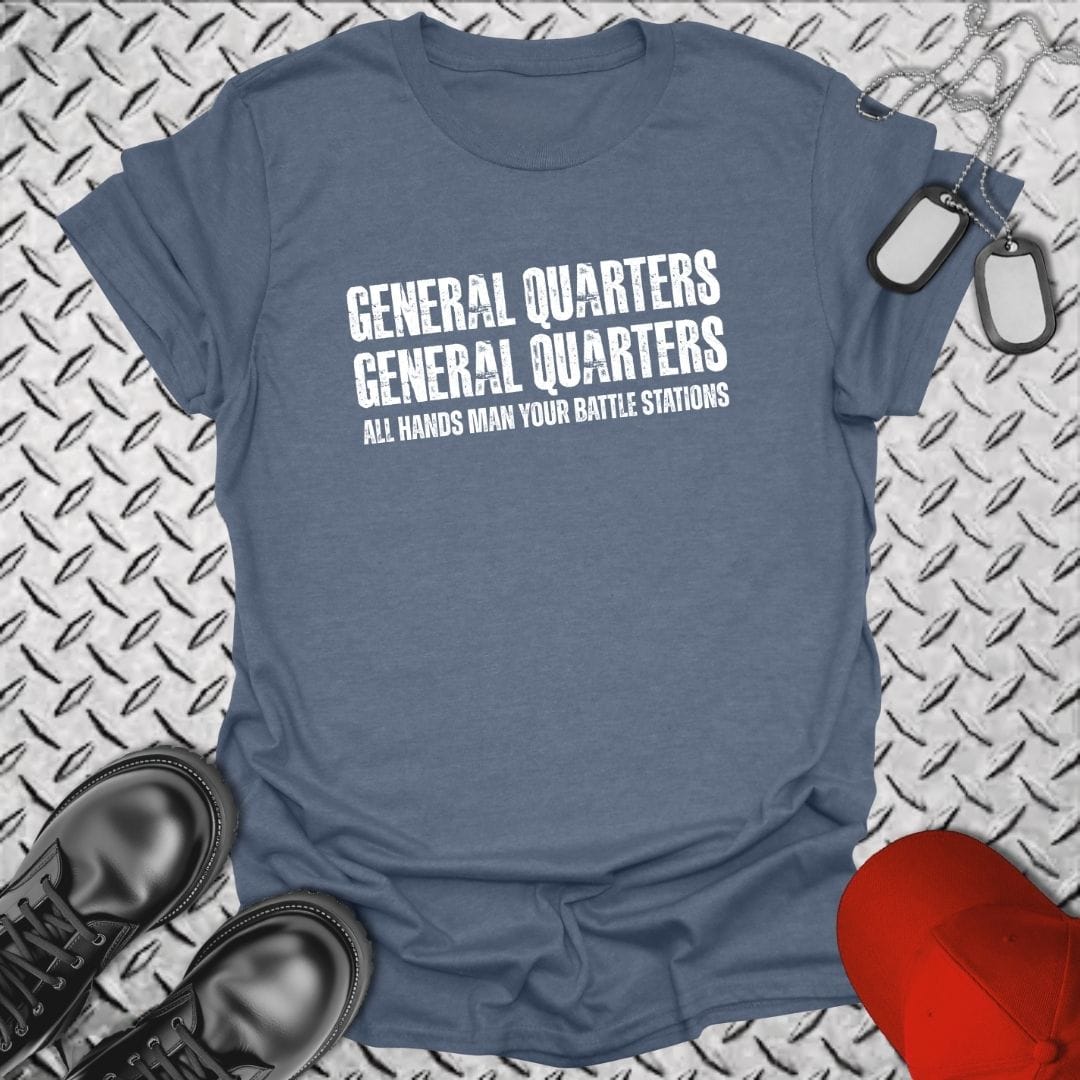 NavyHumor Everyday Tee Heather Indigo / S All Hands Man Your Battle Stations