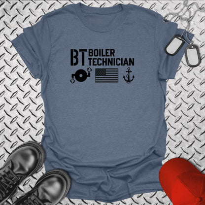 NavyHumor Everyday Tee Heather Indigo / S BT - Flag & Anchor