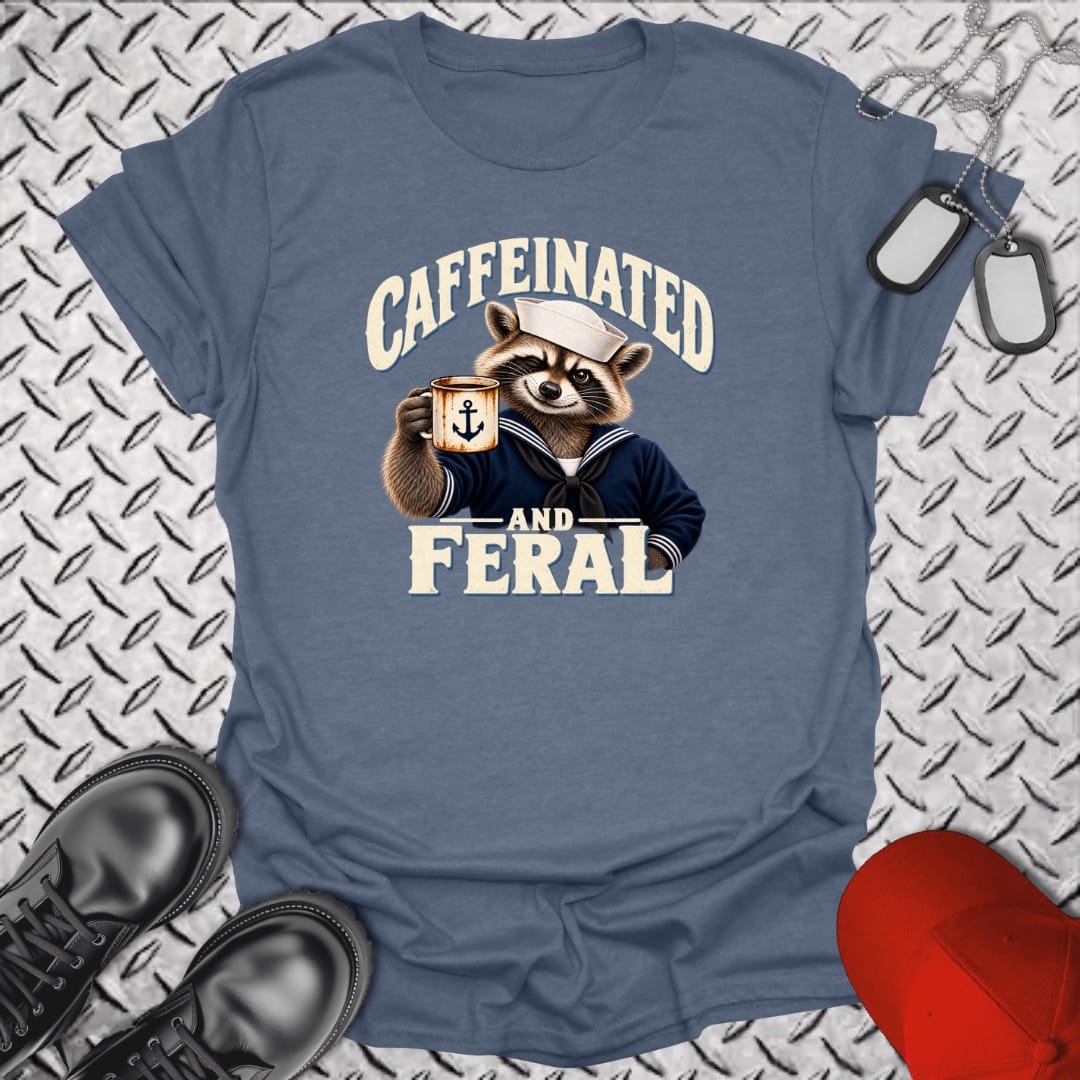 NavyHumor Everyday Tee Heather Indigo / S Caffeinated and Feral
