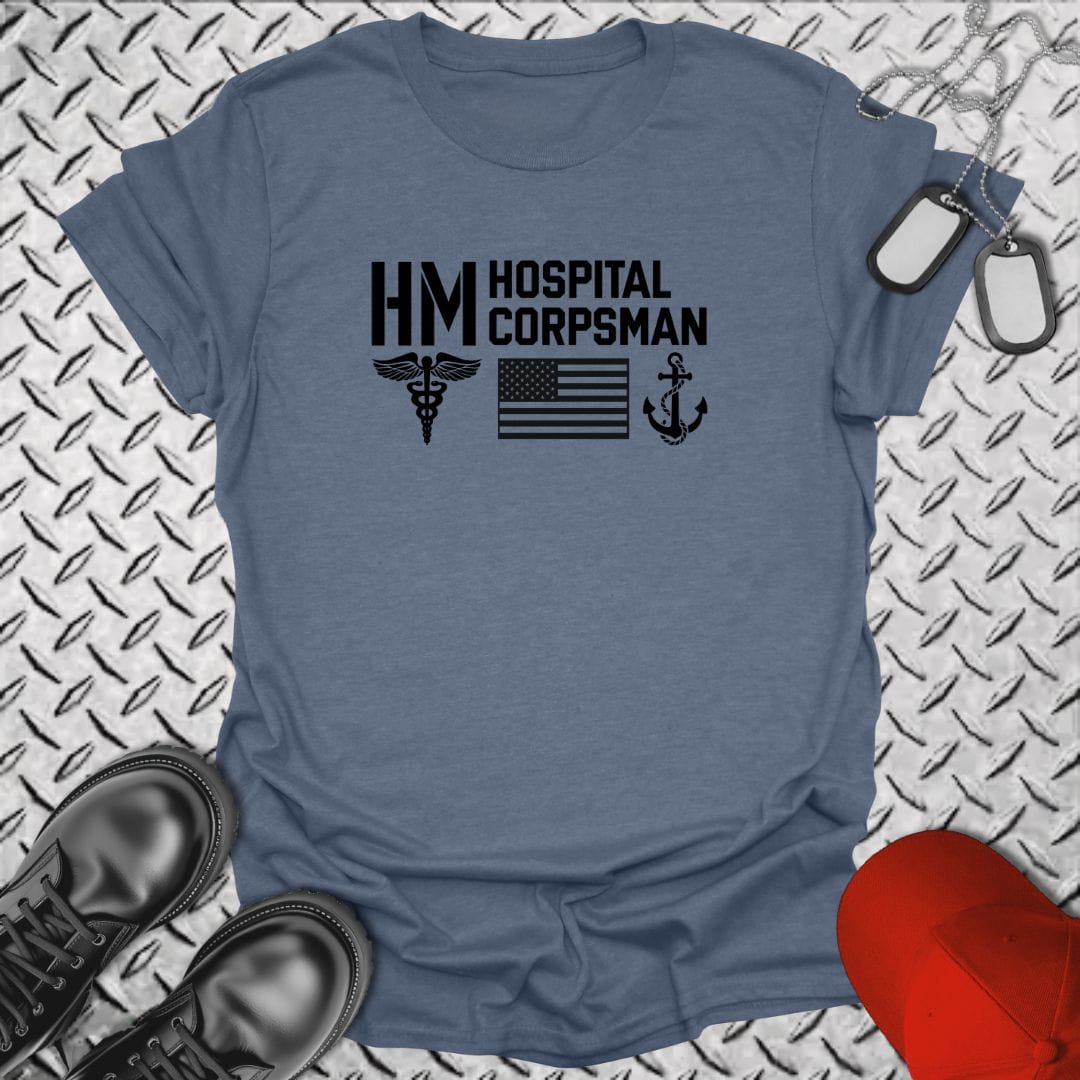 NavyHumor Everyday Tee Heather Indigo / S HM - Flag & Anchor