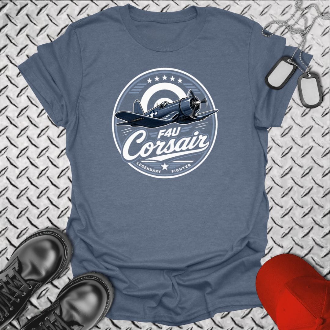 NavyHumor Everyday Tee Heather Indigo / S Legendary Fighter - F4U Corsair