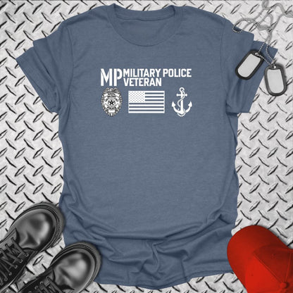 NavyHumor Everyday Tee Heather Indigo / S Military Police Veteran - Flag & Anchor