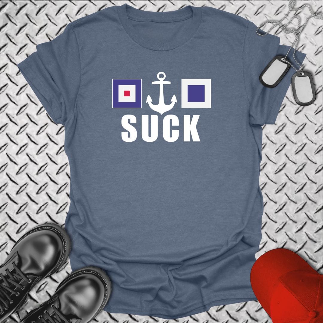 NavyHumor Everyday Tee Heather Indigo / S W(anchor)S Suck