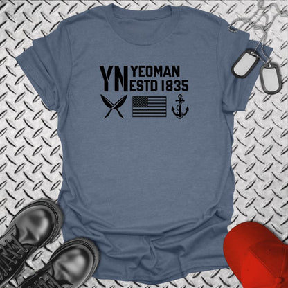 NavyHumor Everyday Tee Heather Indigo / S YN - Flag & Anchor