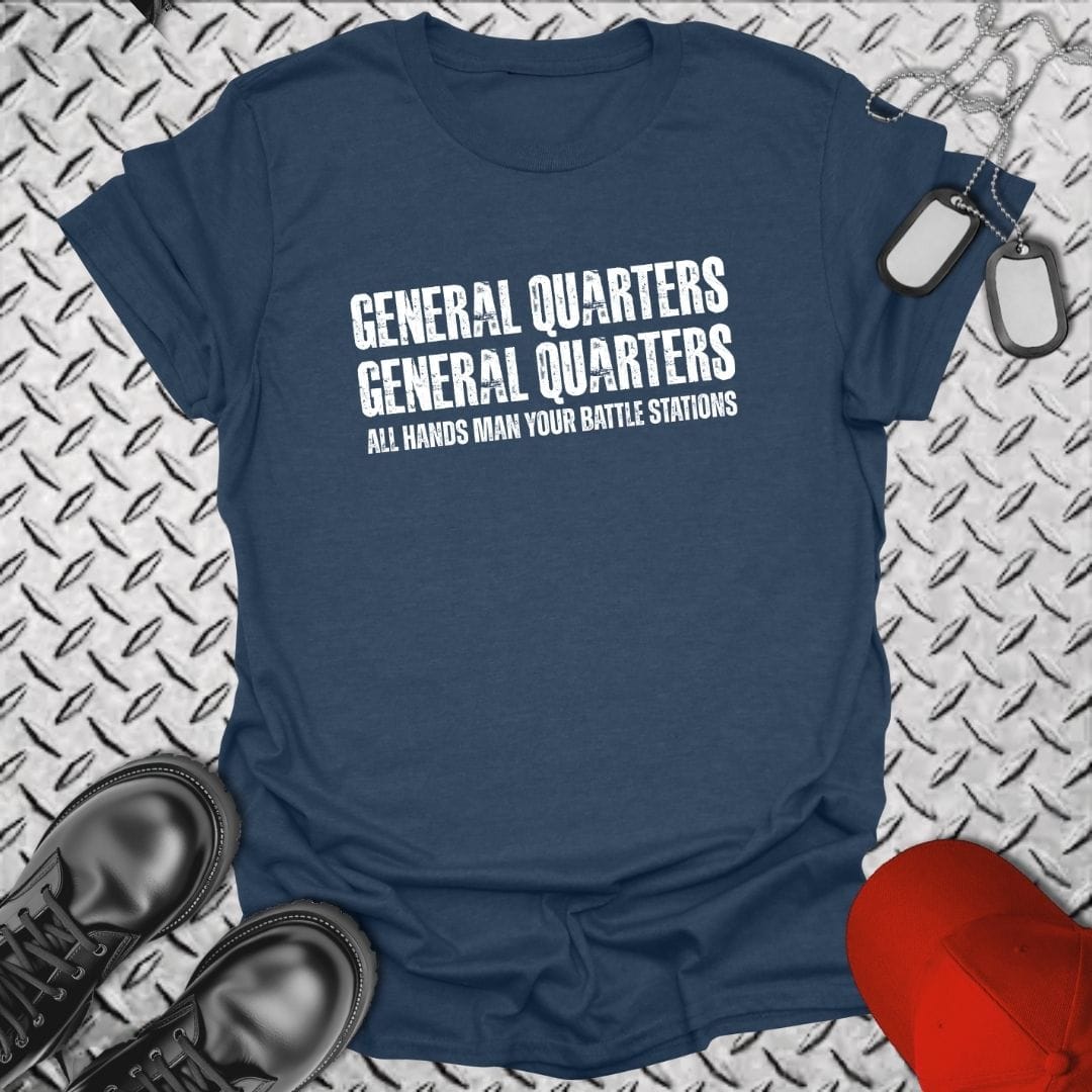 NavyHumor Everyday Tee Heather Navy / S All Hands Man Your Battle Stations