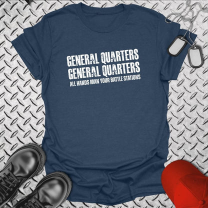 NavyHumor Everyday Tee Heather Navy / S All Hands Man Your Battle Stations
