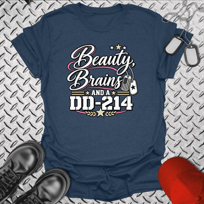 NavyHumor Everyday Tee Heather Navy / S Beauty, Brains, and a DD-214 - DT