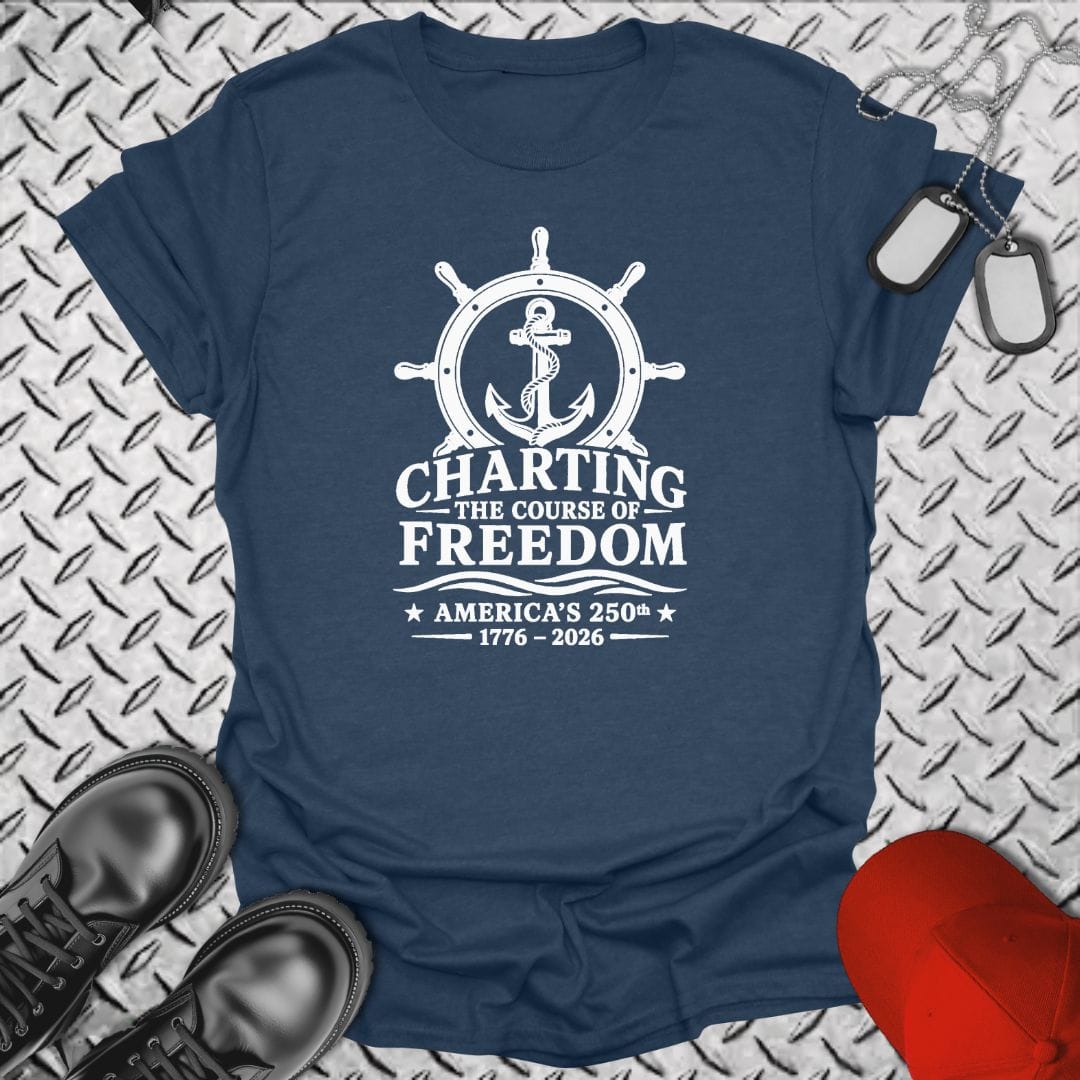 NavyHumor Everyday Tee Heather Navy / S Charting The Course Of Freedom 250th