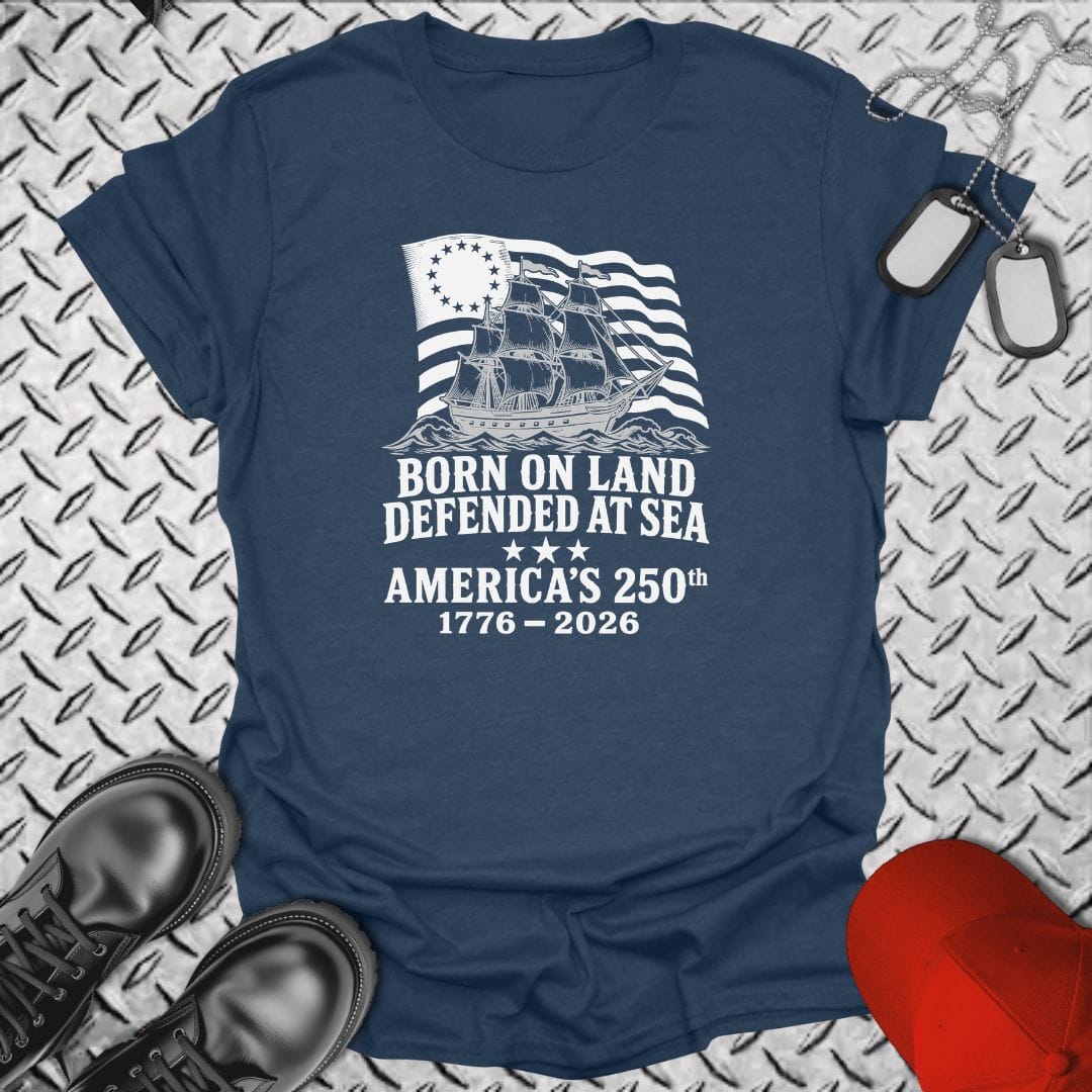 NavyHumor Everyday Tee Heather Navy / S Defended At Sea 250th