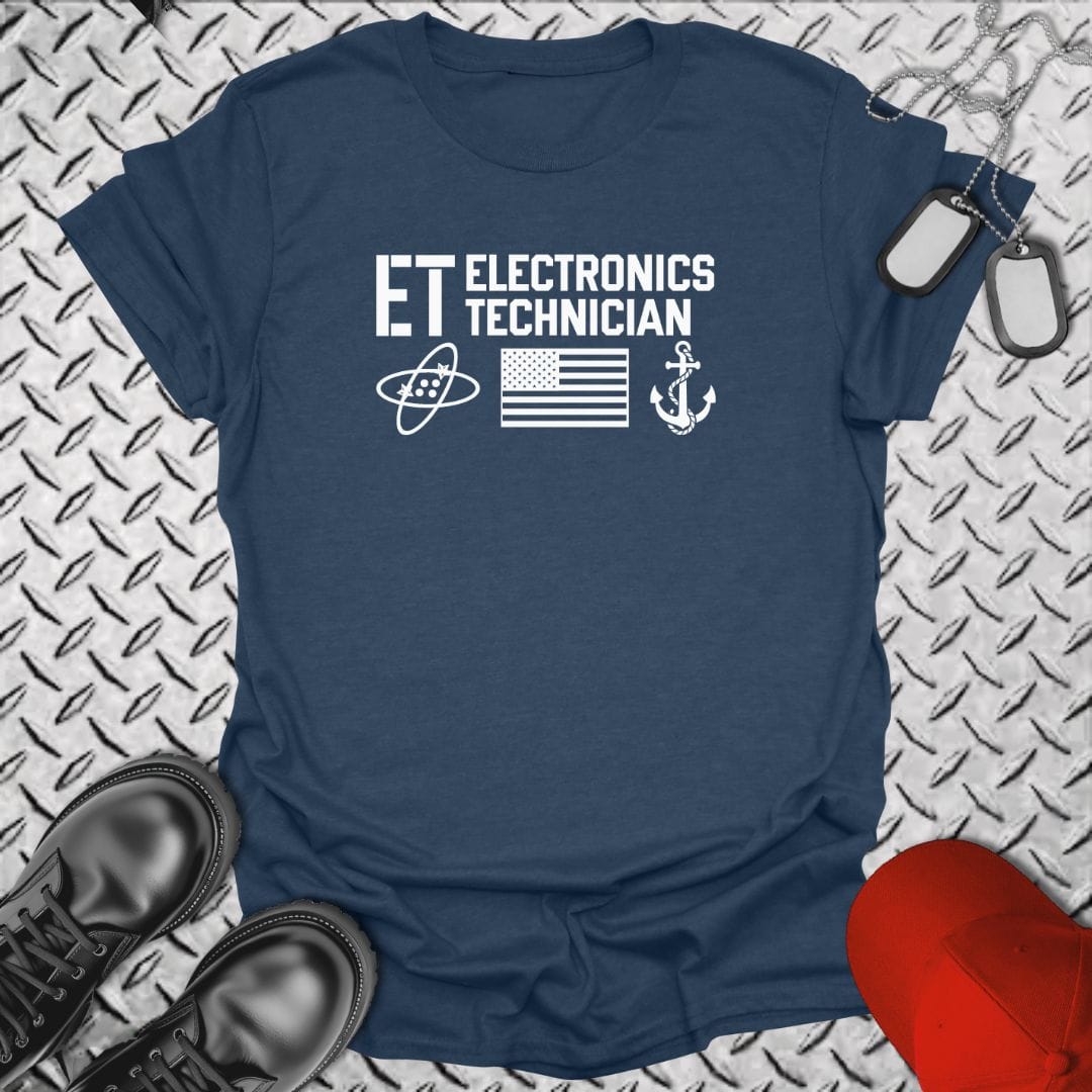 NavyHumor Everyday Tee Heather Navy / S ET - Flag & Anchor