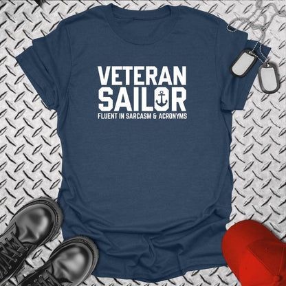 NavyHumor Everyday Tee Heather Navy / S Fluent In Sarcasm & Acronyms