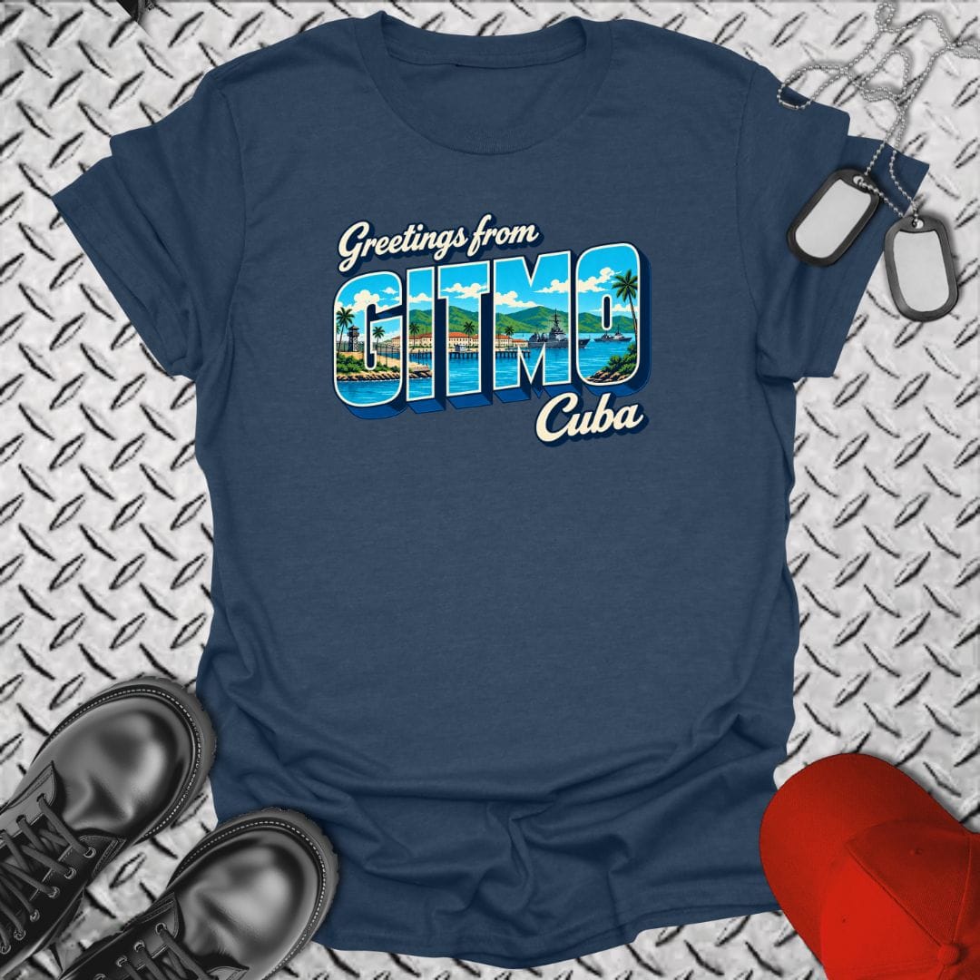 NavyHumor Everyday Tee Heather Navy / S Greetings From GITMO