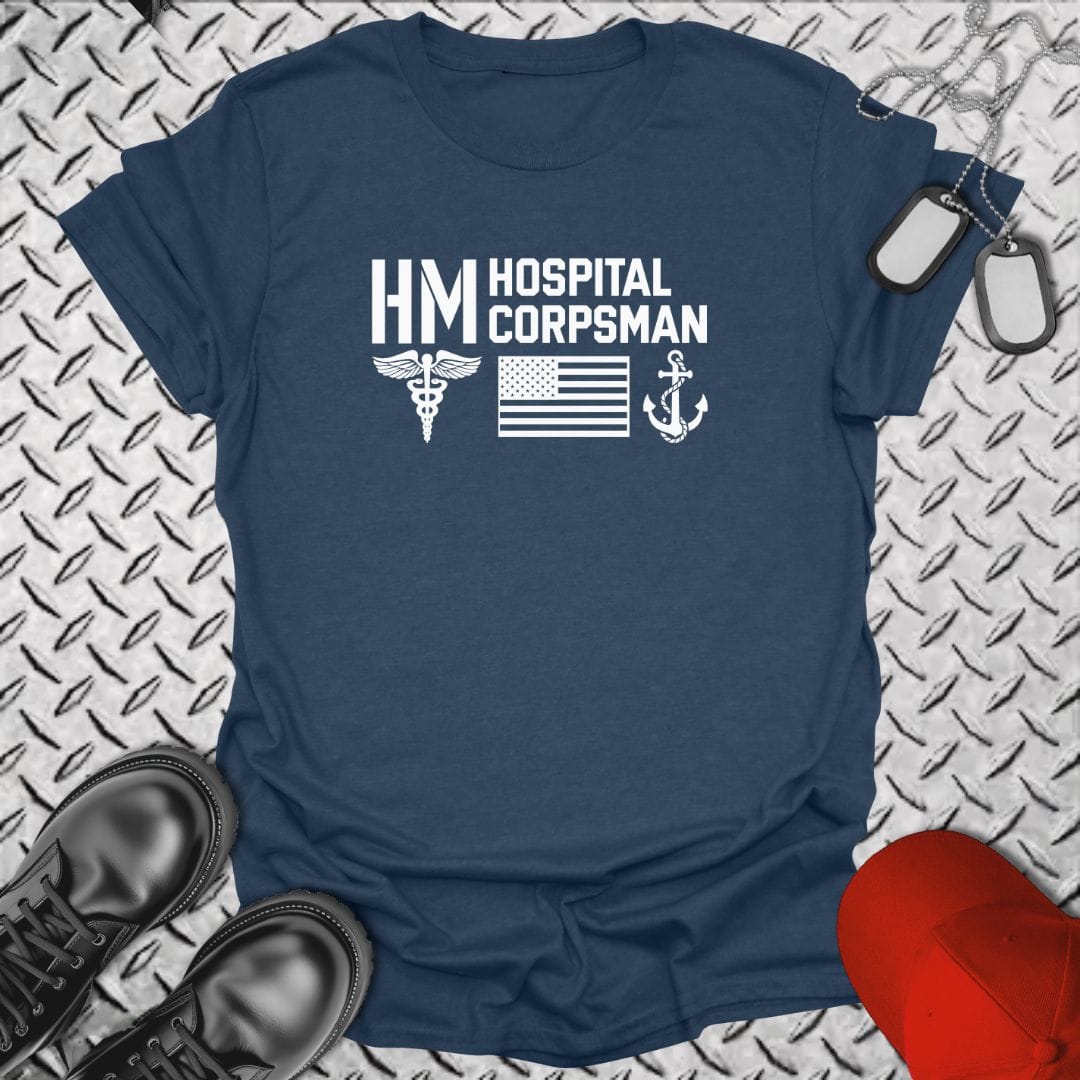 NavyHumor Everyday Tee Heather Navy / S HM - Flag & Anchor