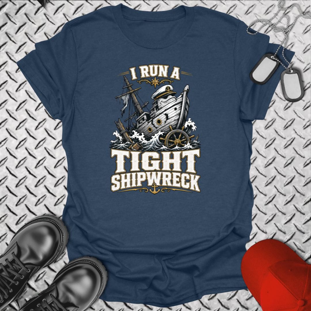 NavyHumor Everyday Tee Heather Navy / S I Run A Tight Shipwreck