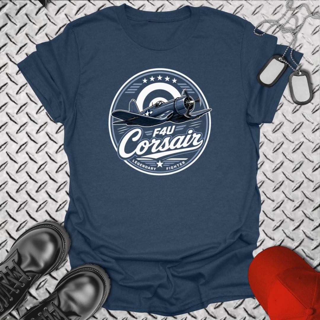 NavyHumor Everyday Tee Heather Navy / S Legendary Fighter - F4U Corsair
