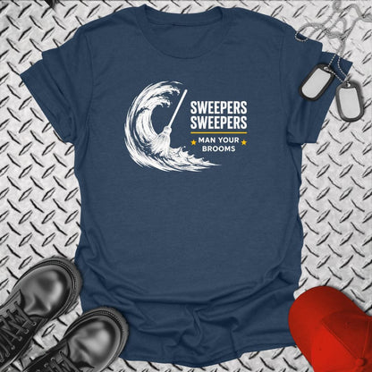 NavyHumor Everyday Tee Heather Navy / S Man Your Brooms
