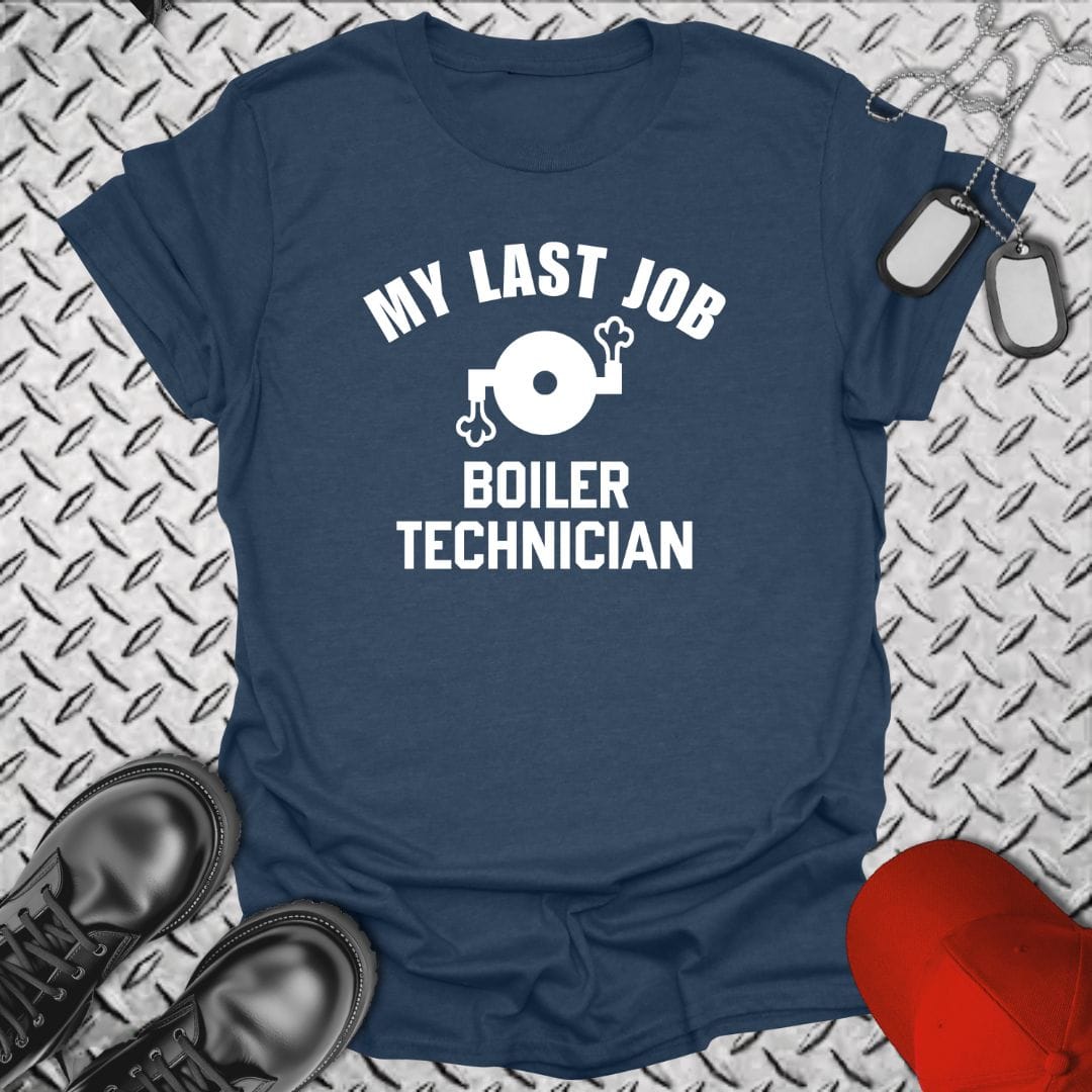 NavyHumor Everyday Tee Heather Navy / S My Last Job - Boiler Technician