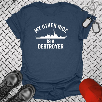NavyHumor Everyday Tee Heather Navy / S My Other Ride Is A Destroyer (Burke-Class)