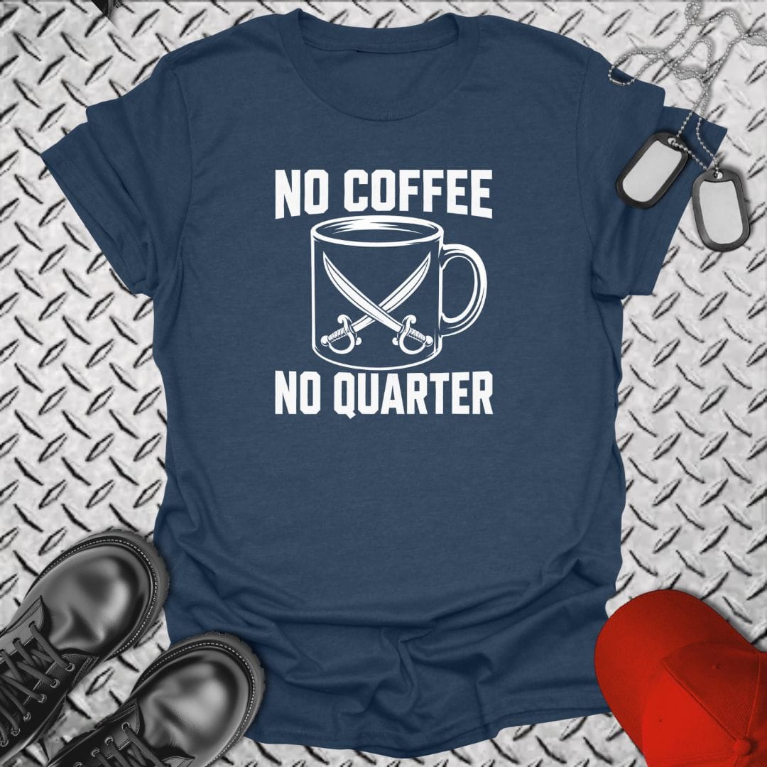 NavyHumor Everyday Tee Heather Navy / S No Coffee, No Quarter