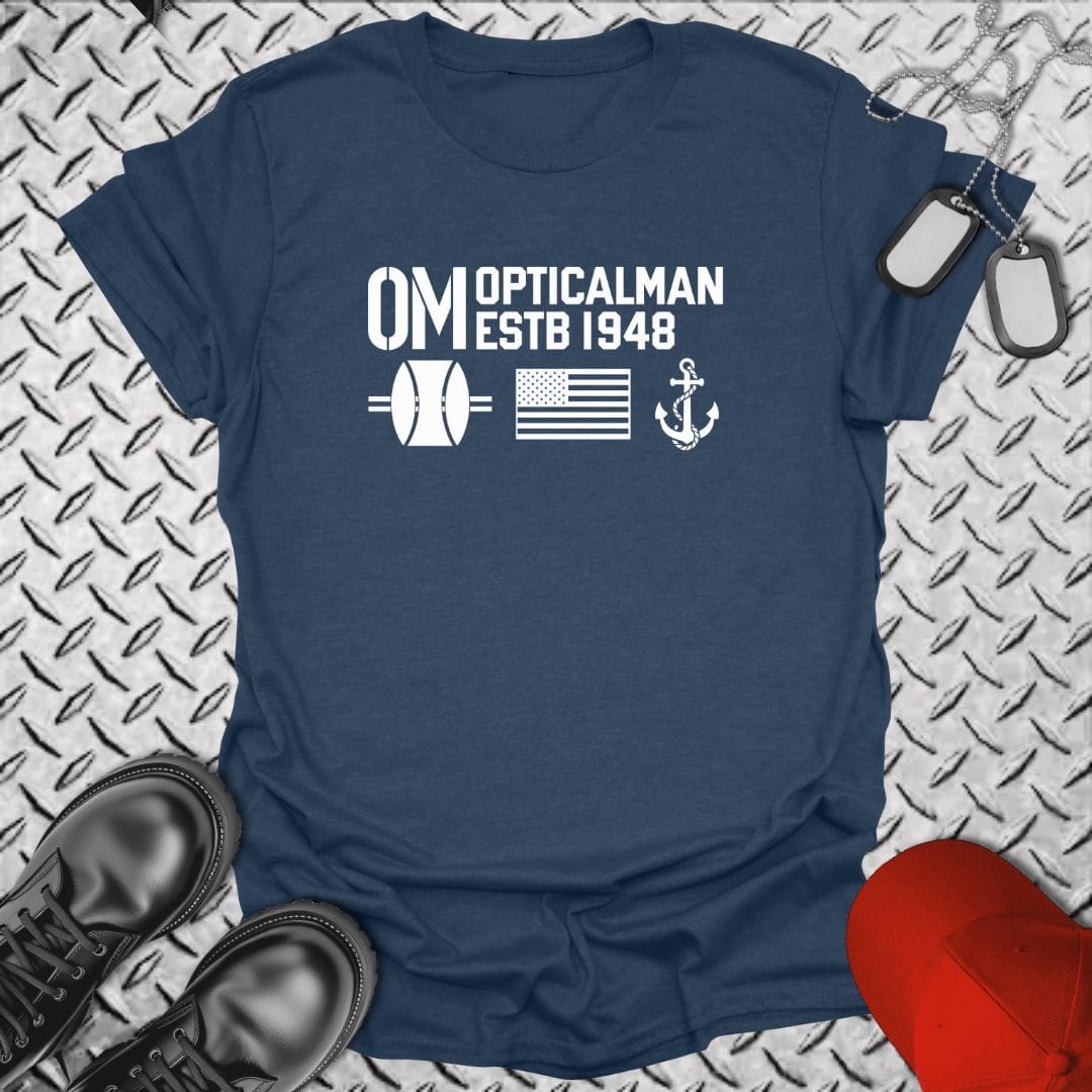 NavyHumor Everyday Tee Heather Navy / S OM - Flag & Anchor