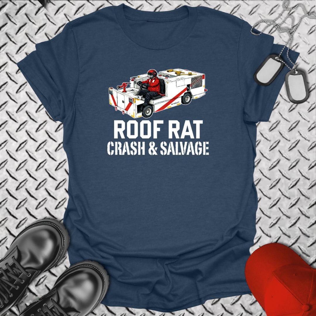 NavyHumor Everyday Tee Heather Navy / S Red Roof Rat - P25 Fire Truck
