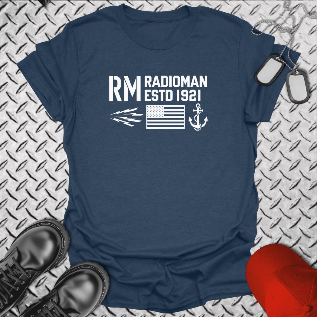 NavyHumor Everyday Tee Heather Navy / S RM - Flag & Anchor