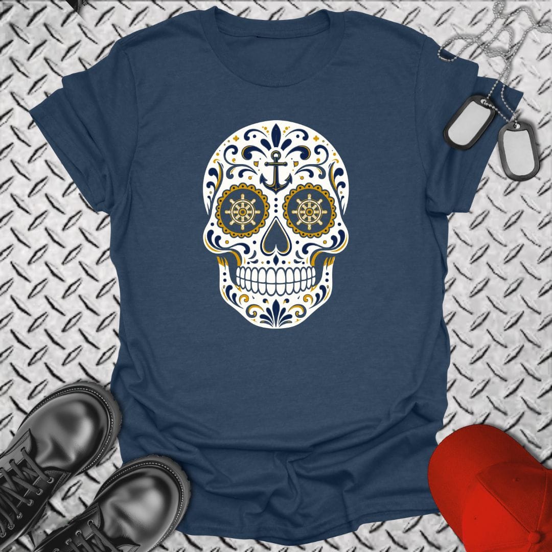 NavyHumor Everyday Tee Heather Navy / S Sailor Sugar Skull