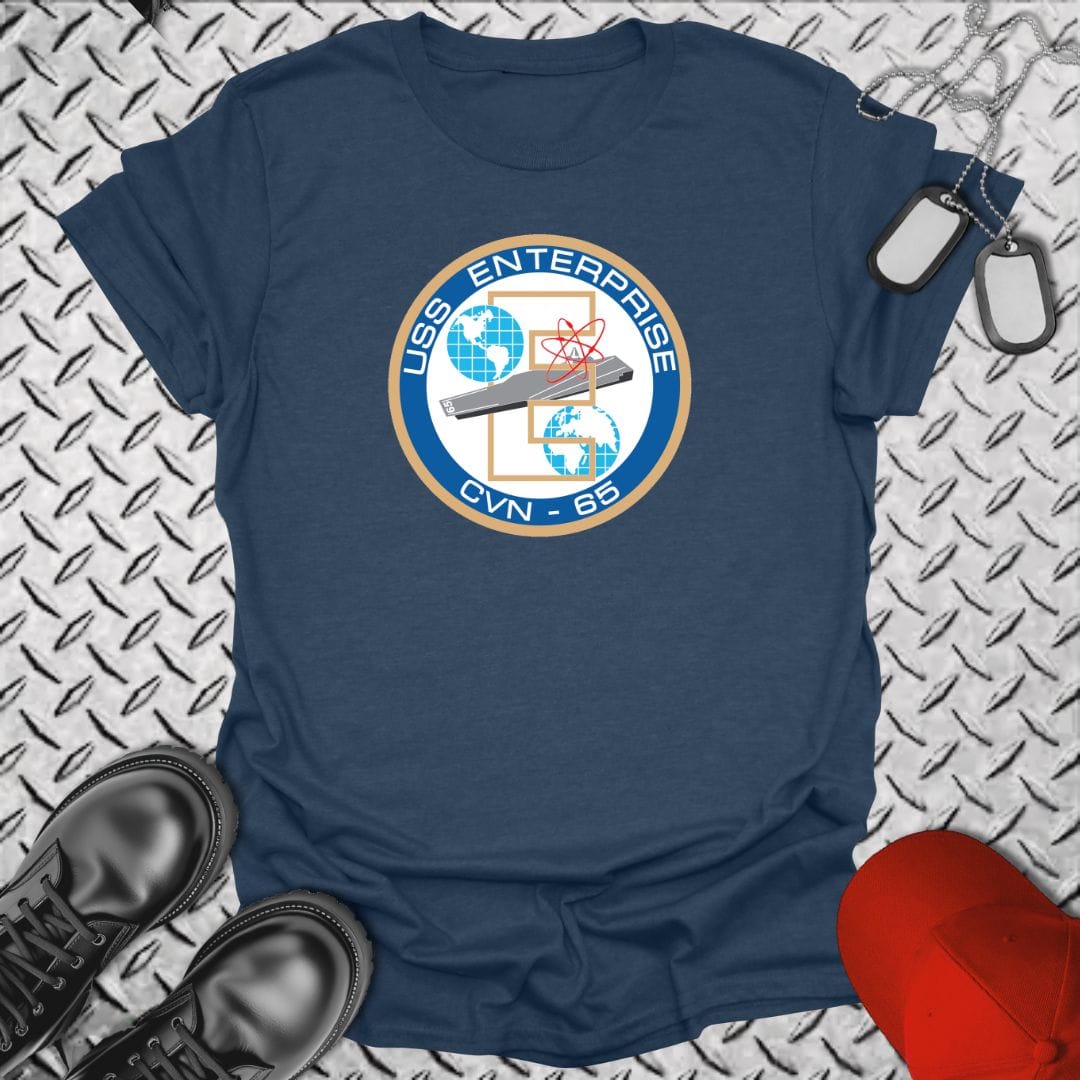NavyHumor Everyday Tee Heather Navy / S USS Enterprise Crest