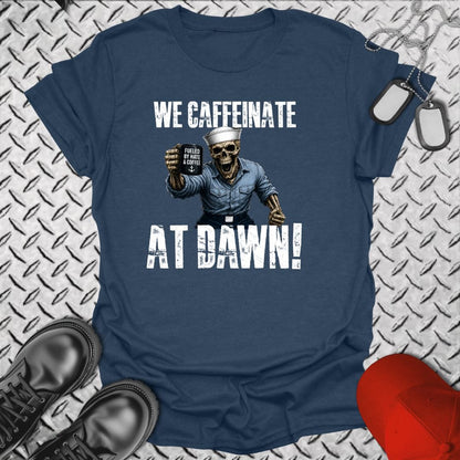 NavyHumor Everyday Tee Heather Navy / S We Caffeinate At Dawn