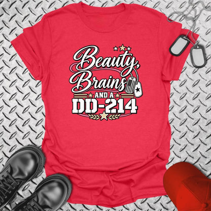 NavyHumor Everyday Tee Heather Red / S Beauty, Brains, and a DD-214 - DT