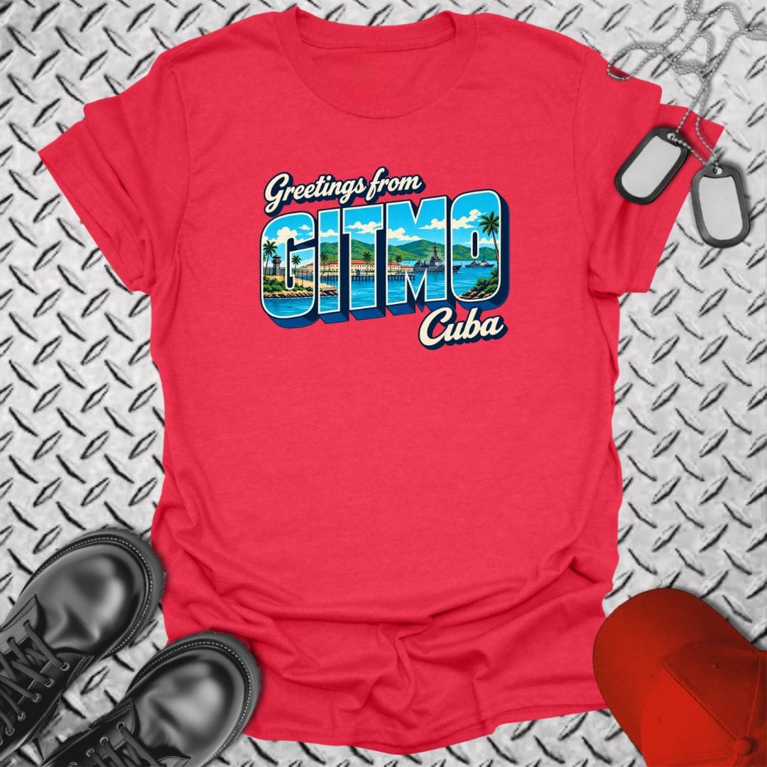NavyHumor Everyday Tee Heather Red / S Greetings From GITMO