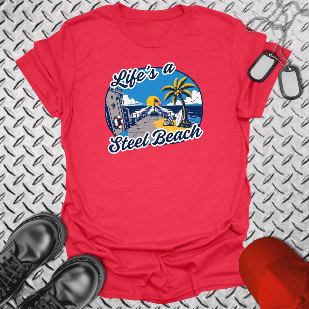 NavyHumor Everyday Tee Heather Red / S Life's A Steel Beach