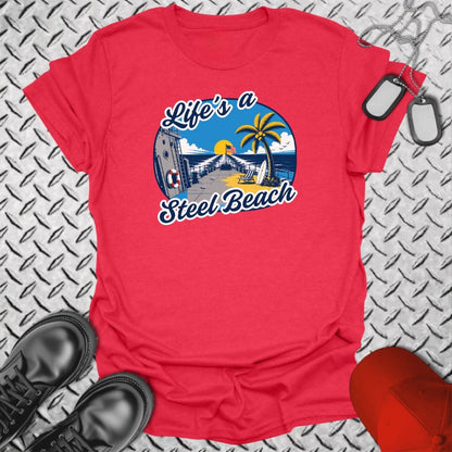 NavyHumor Everyday Tee Heather Red / S Life's A Steel Beach