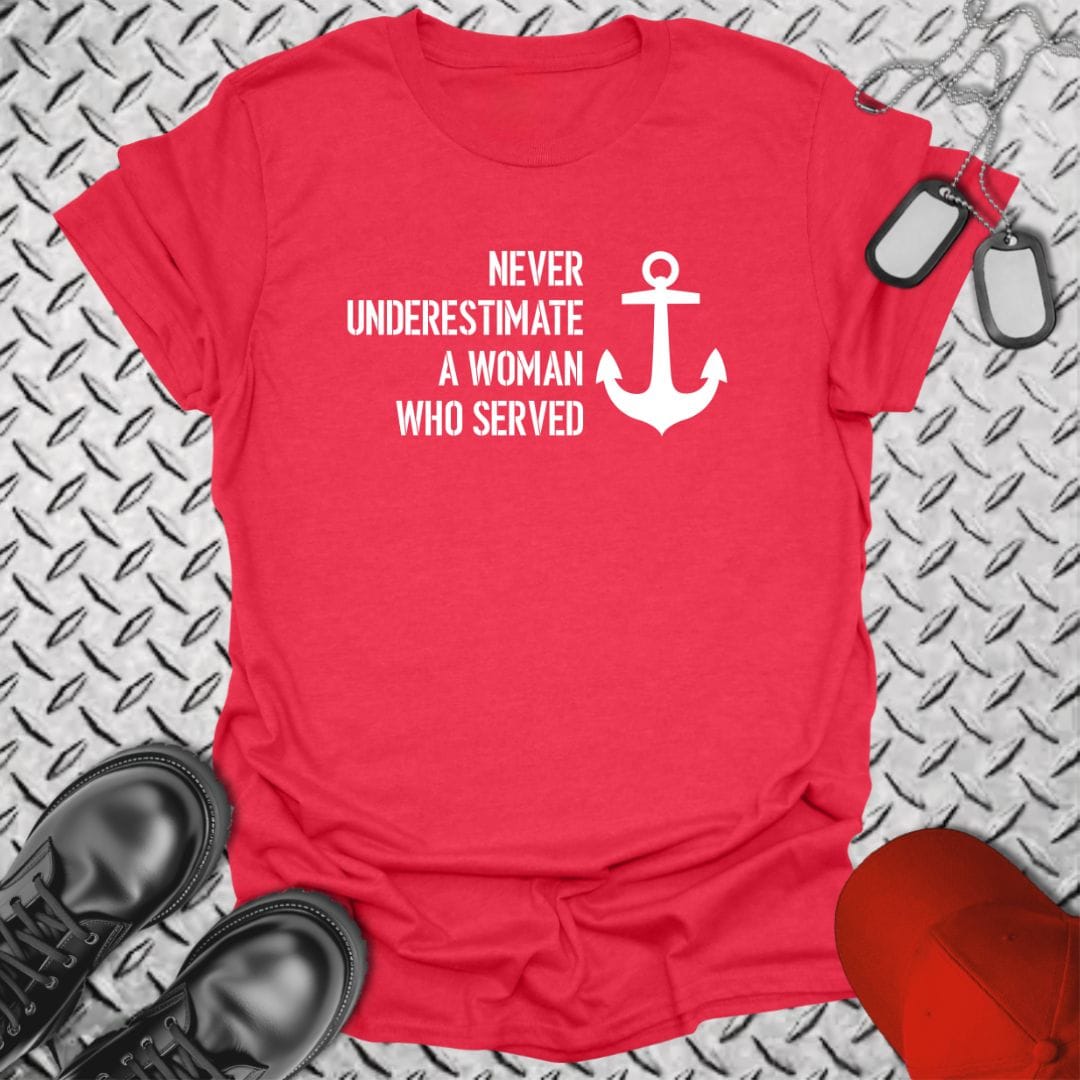NavyHumor Everyday Tee Heather Red / S Never Underestimate A Woman