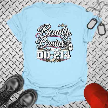 NavyHumor Everyday Tee Light Blue / S Beauty, Brains, and a DD-214 - DT