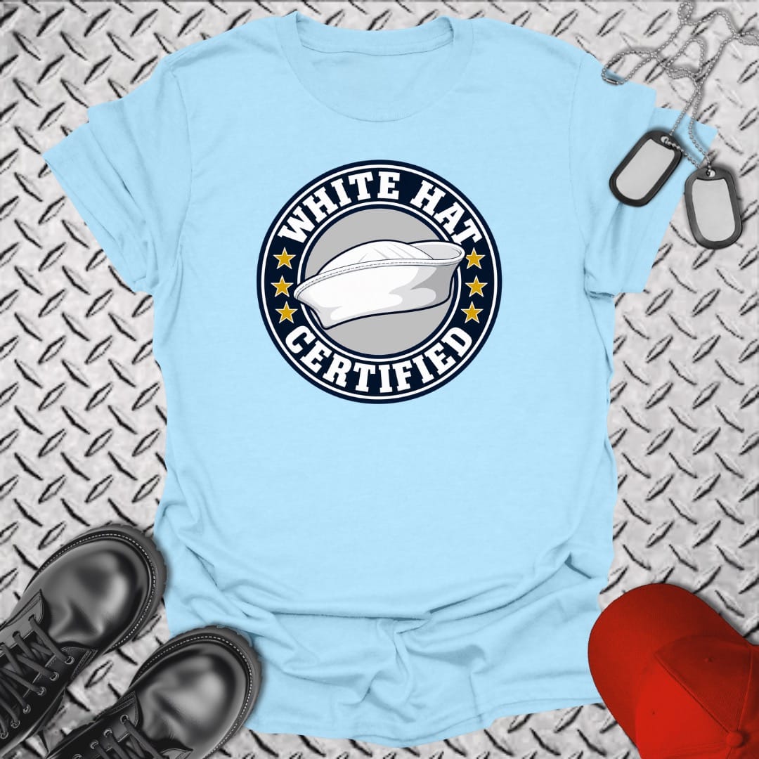 NavyHumor Everyday Tee Light Blue / S White Hat Certified