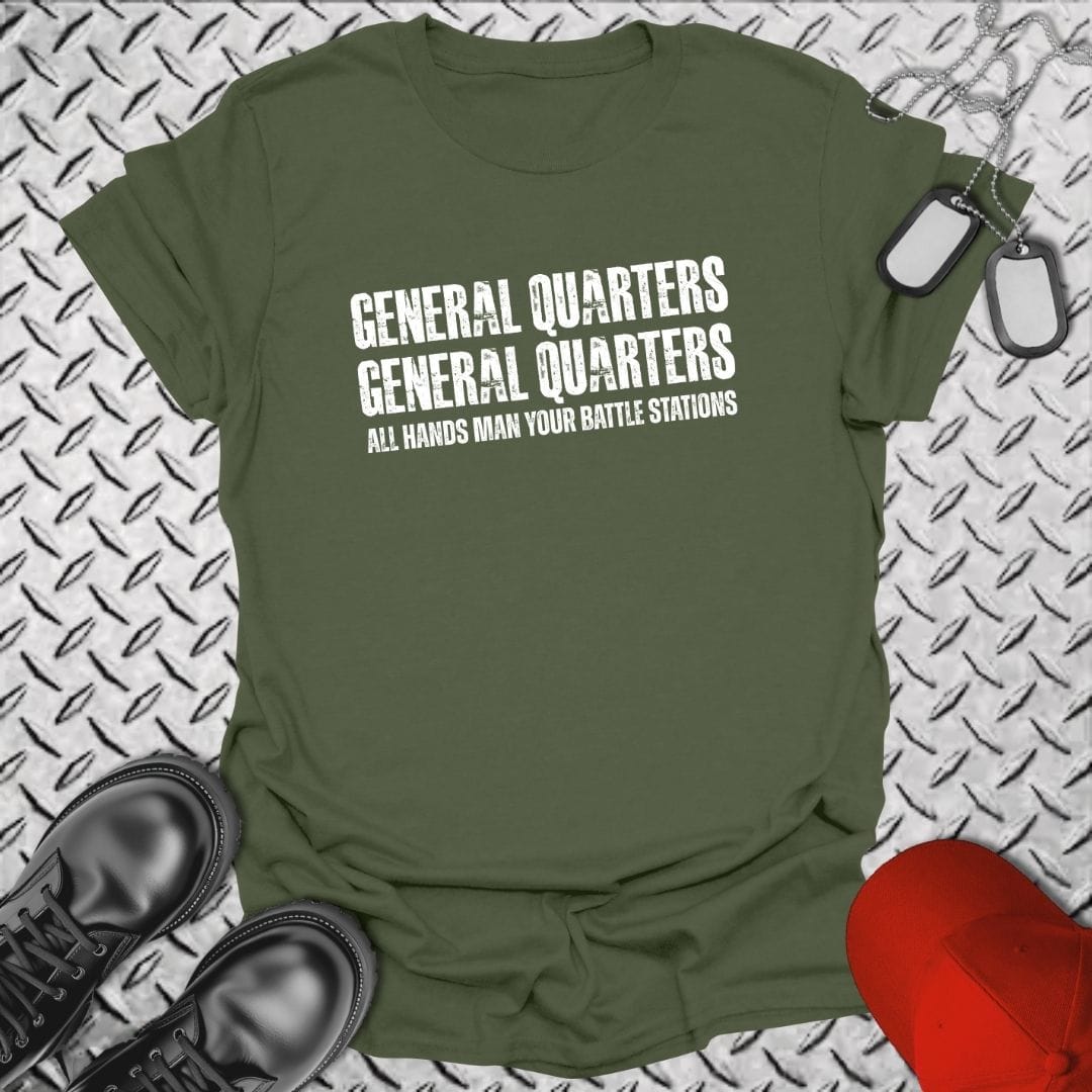 NavyHumor Everyday Tee Military Green / S All Hands Man Your Battle Stations