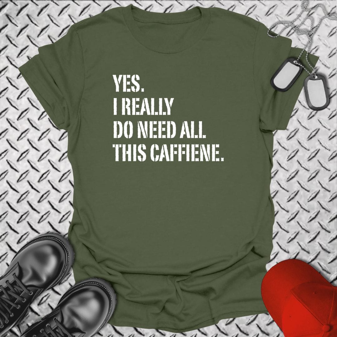 NavyHumor Everyday Tee Military Green / S All This Caffeine