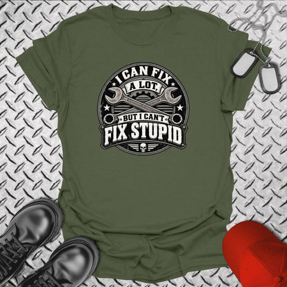 NavyHumor Everyday Tee Military Green / S Can't Fix Stupid