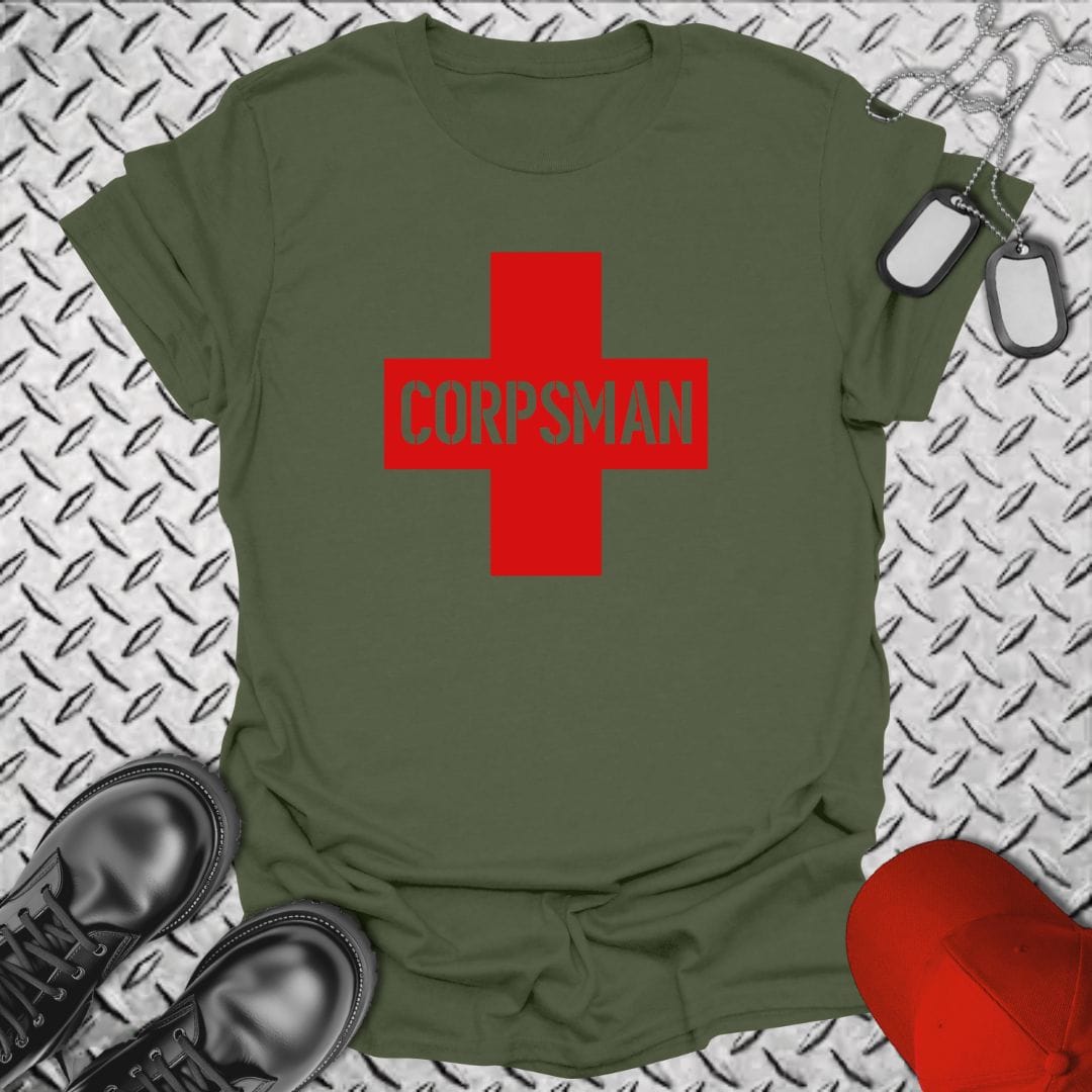 NavyHumor Everyday Tee Military Green / S Corpsman Cross