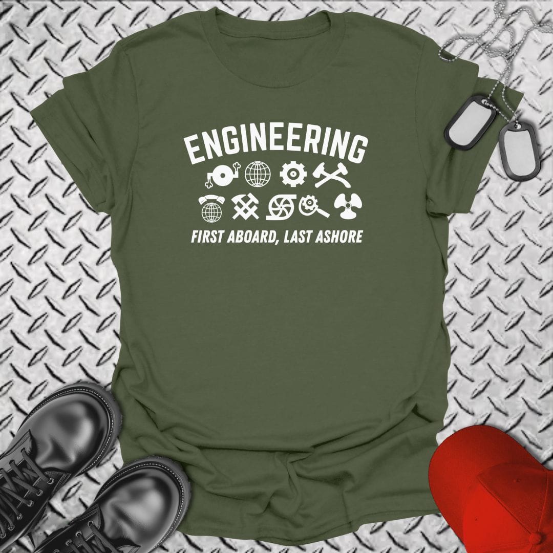 NavyHumor Everyday Tee Military Green / S Engineering - First Aboard