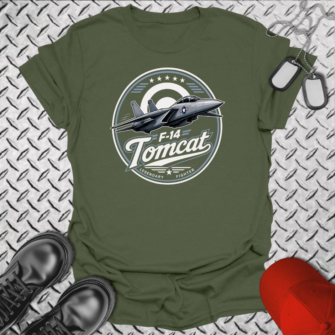 NavyHumor Everyday Tee Military Green / S F-14 Tomcat - Legendary Fighter