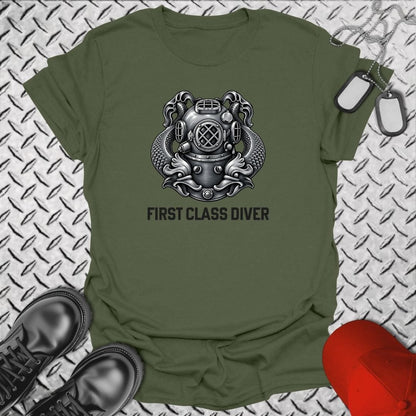 NavyHumor Everyday Tee Military Green / S First Class Diver
