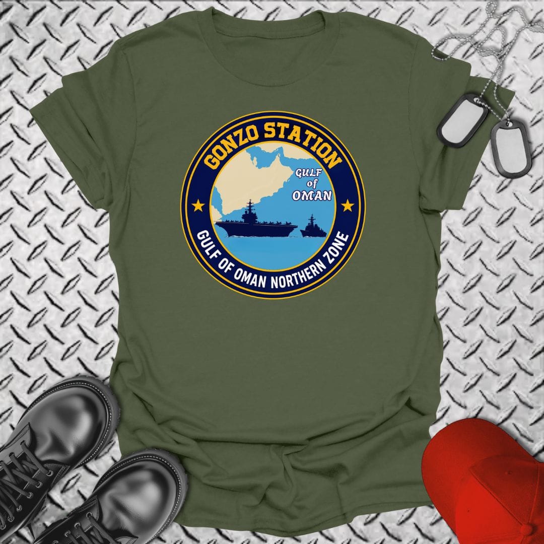 NavyHumor Everyday Tee Military Green / S Gonzo Station Patch