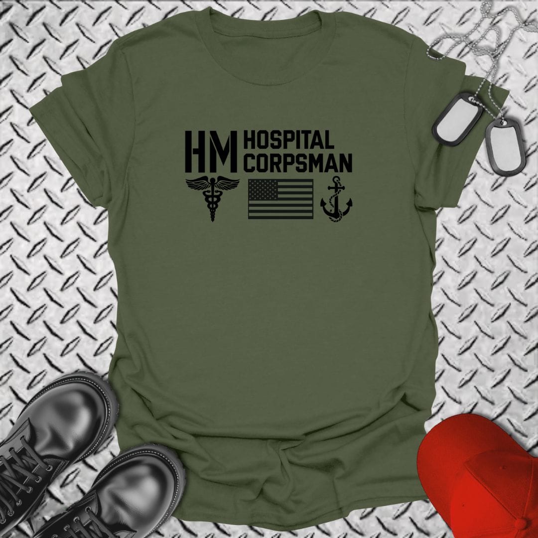 NavyHumor Everyday Tee Military Green / S HM - Flag & Anchor