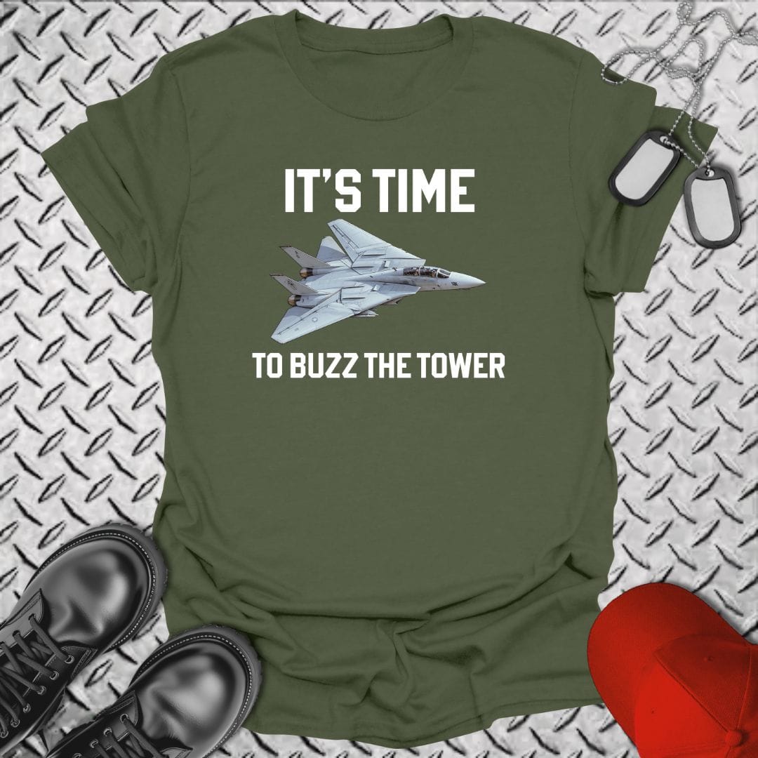 NavyHumor Everyday Tee Military Green / S It's Time To Buzz The Tower
