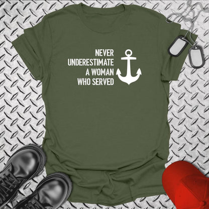 NavyHumor Everyday Tee Military Green / S Never Underestimate A Woman