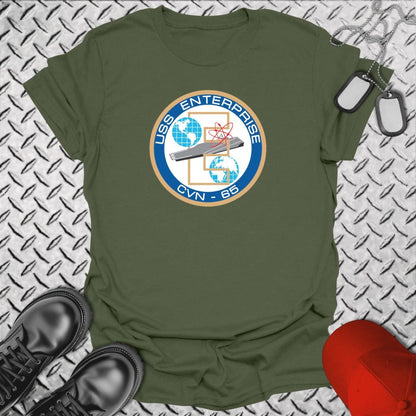 NavyHumor Everyday Tee Military Green / S USS Enterprise Crest