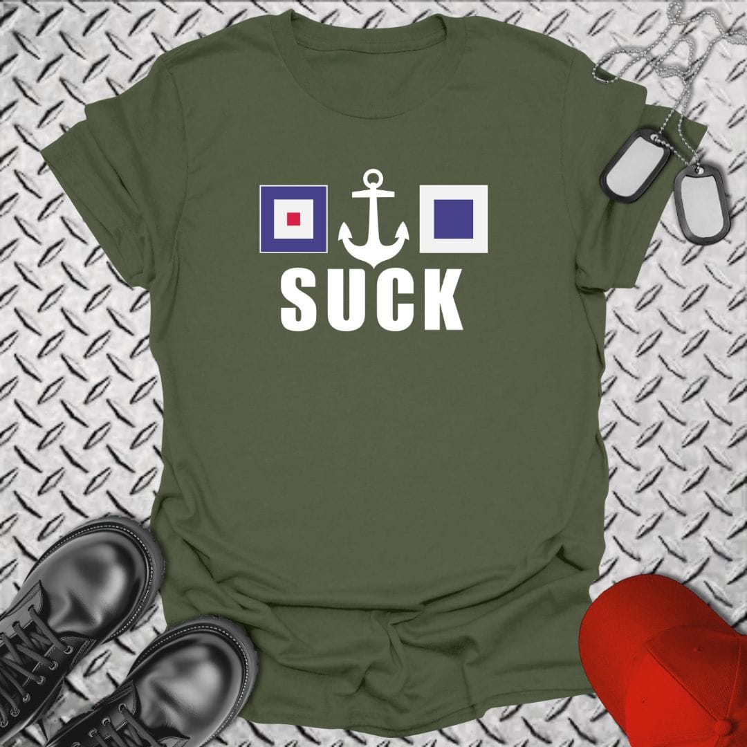 NavyHumor Everyday Tee Military Green / S W(anchor)S Suck