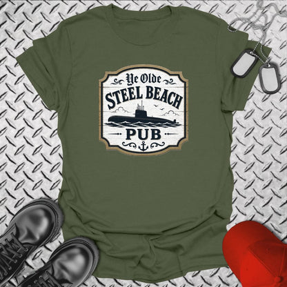 NavyHumor Everyday Tee Military Green / S Ye Olde Steel Beach - Submarine